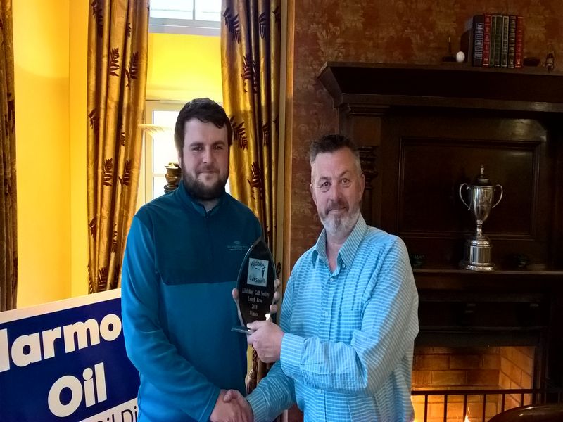 Lough Erne winner Cormac Foley (left). Capt. Martin Blake presenting. Lough Erne winner Cormac Foley (left). Capt. Martin Blake presenting